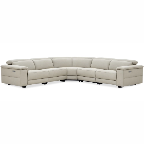 Meridian Power Recline Sectional Sofa with Charging in Neutral Top Grain Leather